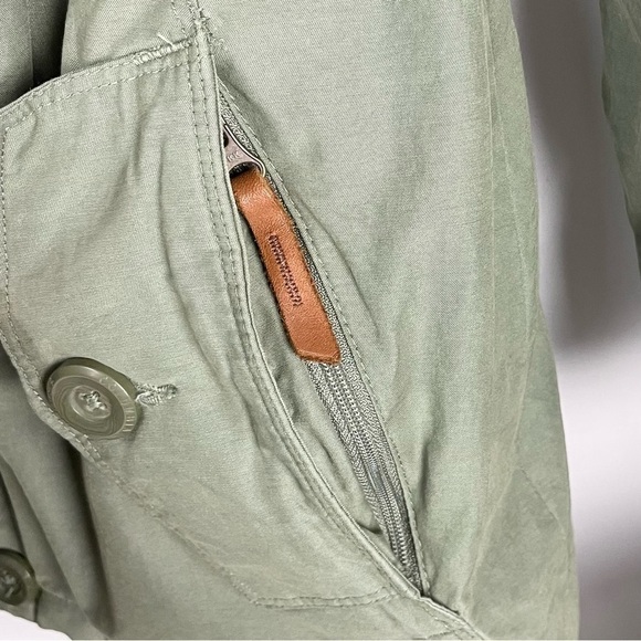 COLUMBIA Cotton Blend Spring/Fall Jacket Sage Green with Brown Leather Detail - Picture 5 of 16